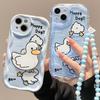 Applicable To Apple 14promax Mobile Phone Case IPhone 15/13 Cute Duck Bracket Chain 11/12mini Transparent