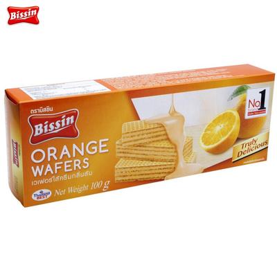 Bissin Апельсиновые вафли 100 г х 1 шт/3 шт/6 шт/12 шт - Thai Snack