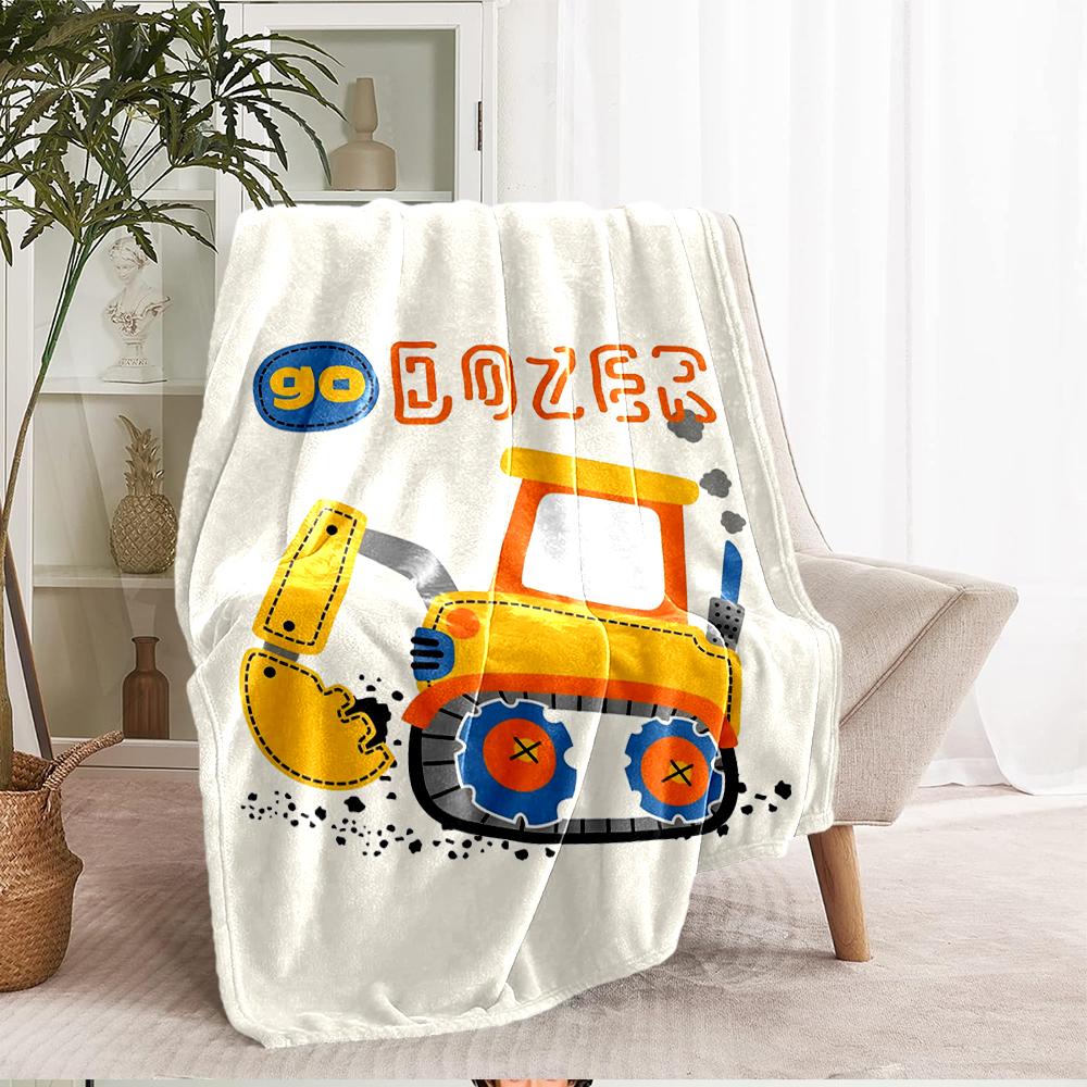 excavator Theme Printed Blanket - Perfect for Couch, Bed, Travel & Outdoor Use | Machine Washable, Cozy & Durable.