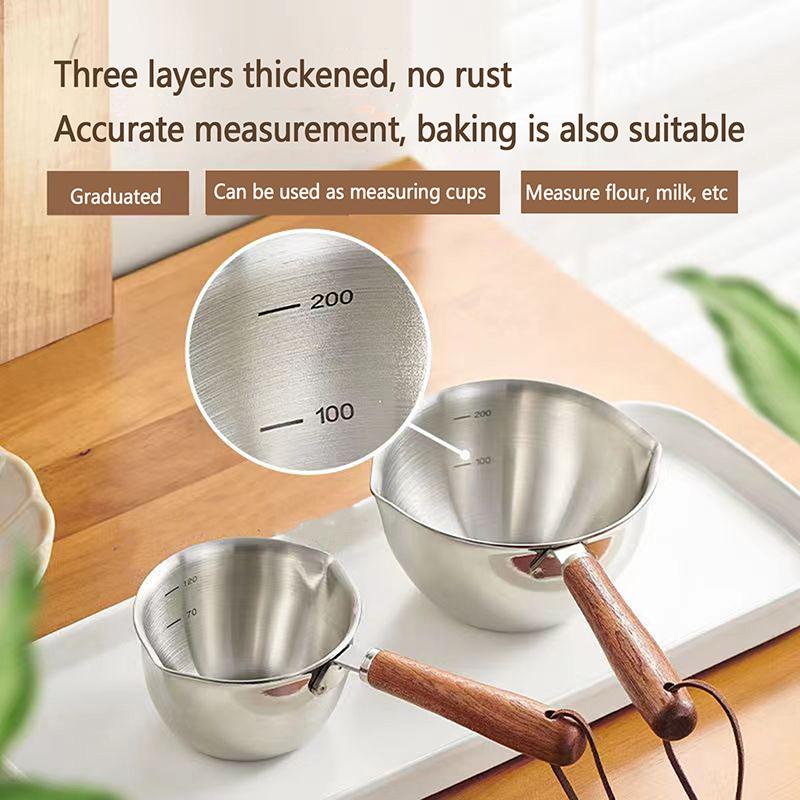 300Ml 304 Stainless Steel Oil Splashing Pot Kitchen Oil Pouring Mini Oil Pot With Dual Pour Spout Small Butter Warmer Pot
