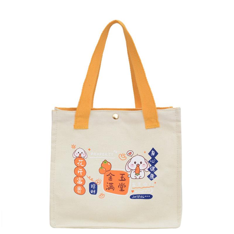 Модная женская холщовая сумка под мышкой Новая сумка для бенто с мультяшным принтом Сумка-тоут большой вместимости