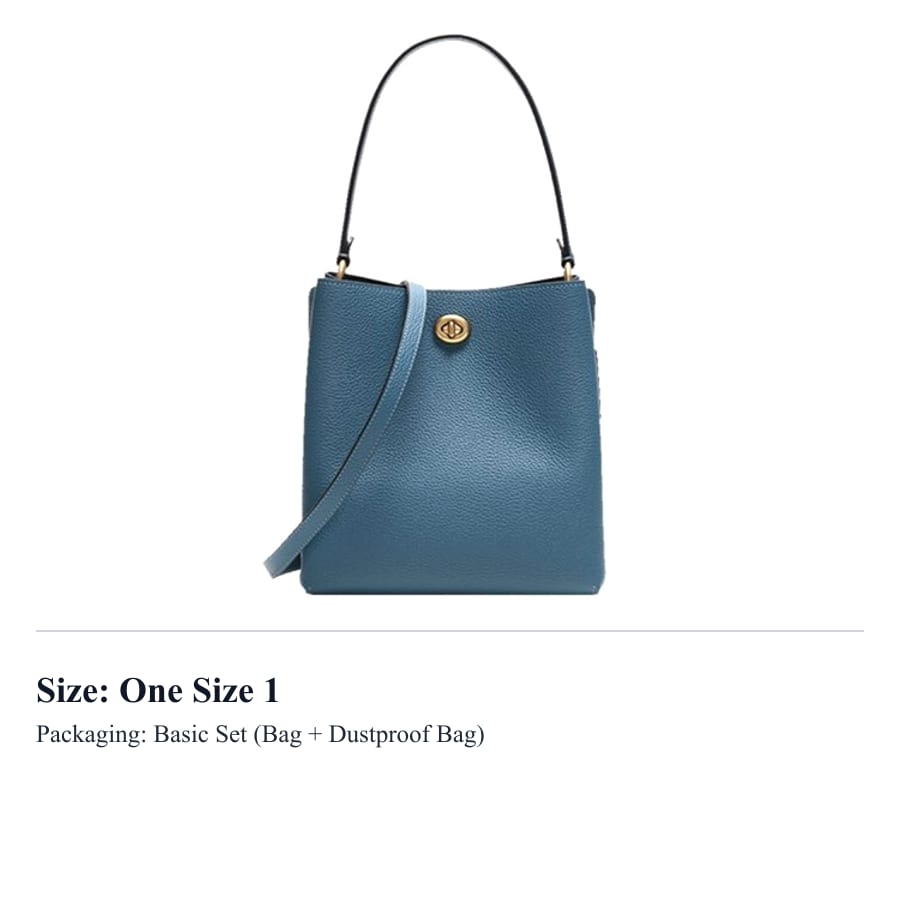 COACH Charlie Pebbled Leather Bucket Bag, Shoulder Bag Medium Women's Sea Blue 55200-B4PTW