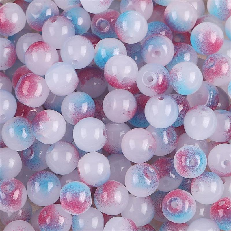 Комплект браслетов из бисера Summer Jelly Gold Glitter: Двойные стеклянные круглые бусины и полусахарные пузырчатые бусины