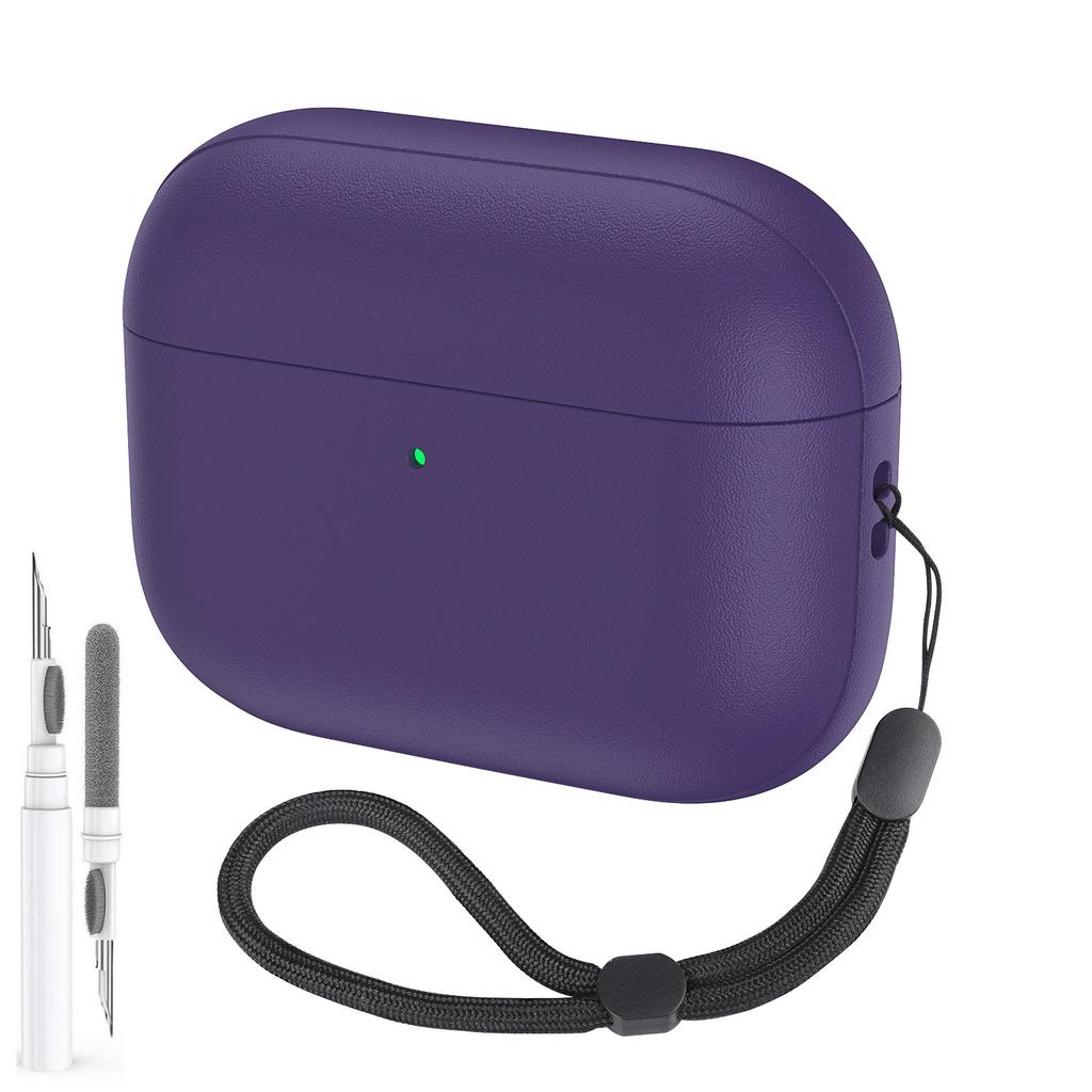 Для AirPods Pro 3 Чехол Текстура кожи Полная защита корпуса Для Airpods Pro 3-го поколения Чехол-накладка со шнурком и набором для чистки