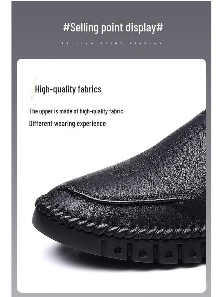 2022 Men's Casual Handmade Leather Shoes - Soft Sole, Spring/Autumn, Middle-Aged Dad Style (Model 5216)