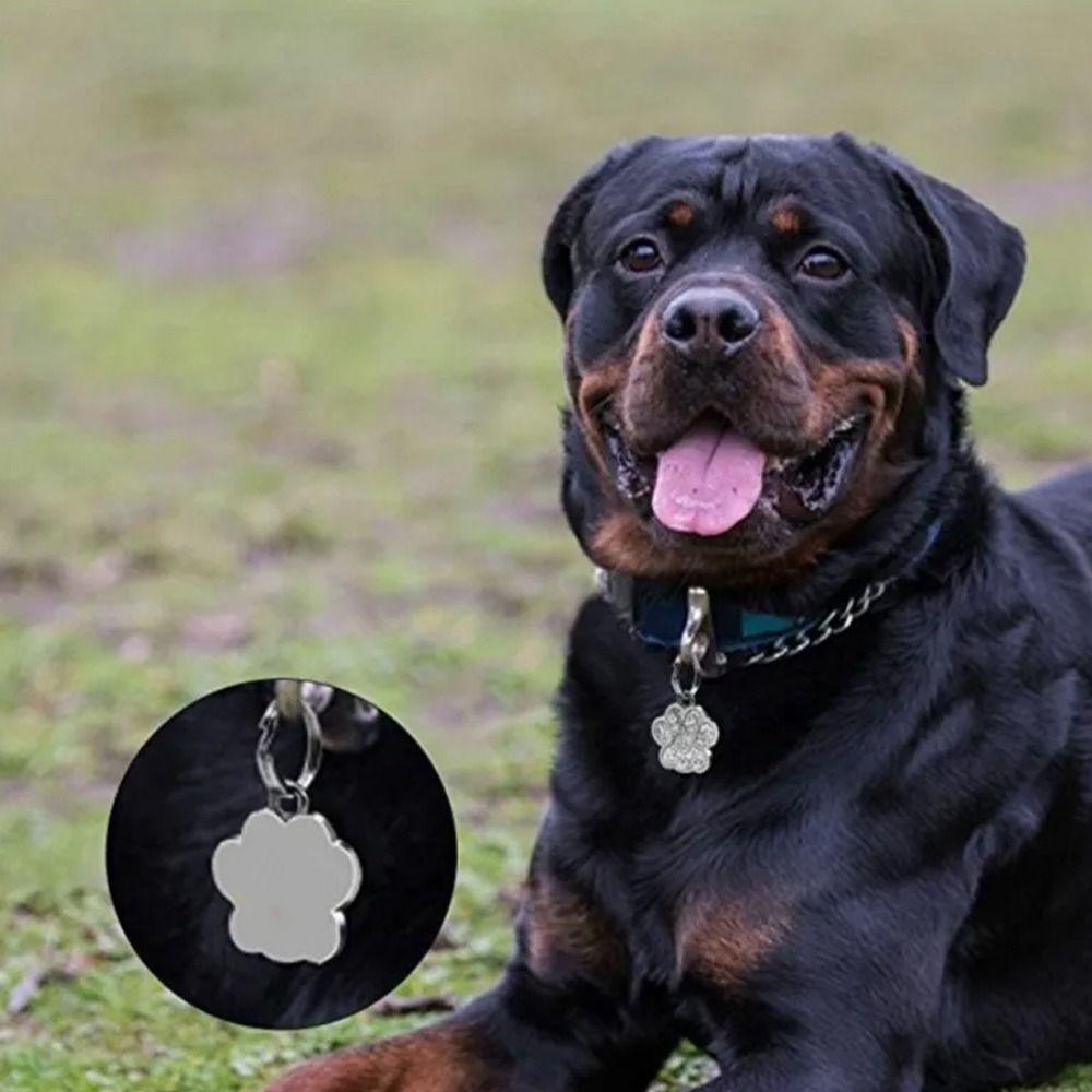 Cat Dog Paw Print Pet Glitter Pendant Anti-Lost Pet Collar Tag Pendant Dog Cat Tags Cats