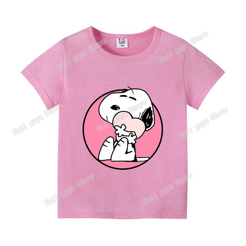 Snoopys Kids TShirt Cartoon Dog Merch Boy Girl Short Sleeve Tops Summer Breathable Cute Child Casual Clothes Birthday Gift