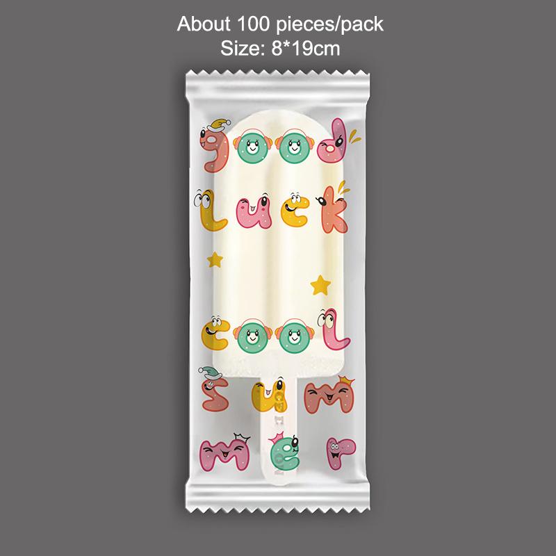 100 шт. Милые мультяшные пищевые пакеты для мороженого Одноразовые пластиковые защитные чехлы для эскимо Пакет для хранения и упаковки Сделай сам