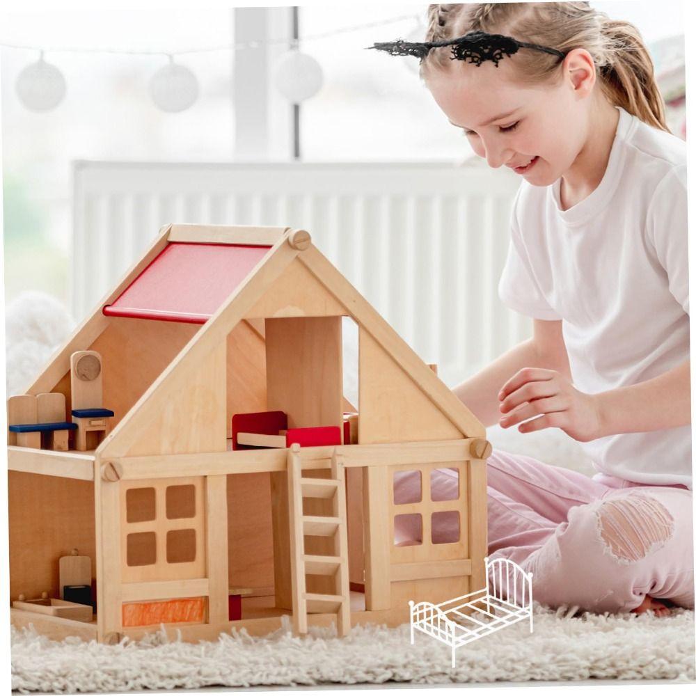 Кукольная мебель, винтажная миниатюрная кровать, мини-реалистичная кровать, новая металлическая кровать для кукольного домика