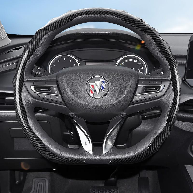 Подходит для Buick Чехол на руль с текстурой под карбон, защелкивающийся, волнообразной формы, спортивный дизайн, прочный защитный чехол, Encore Gx Envista Envision