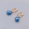 New Trendy Blue Drop Shape Imitation Pearl Drop Earrings for Women Fashion Zircon Earring Jewelry Party Accessories