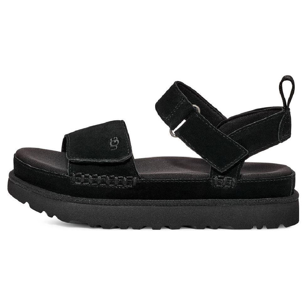 UGG Goldenstar Коровья Разделенная Кожа Стильная Сандалия Женская Черная 1136783-BLK