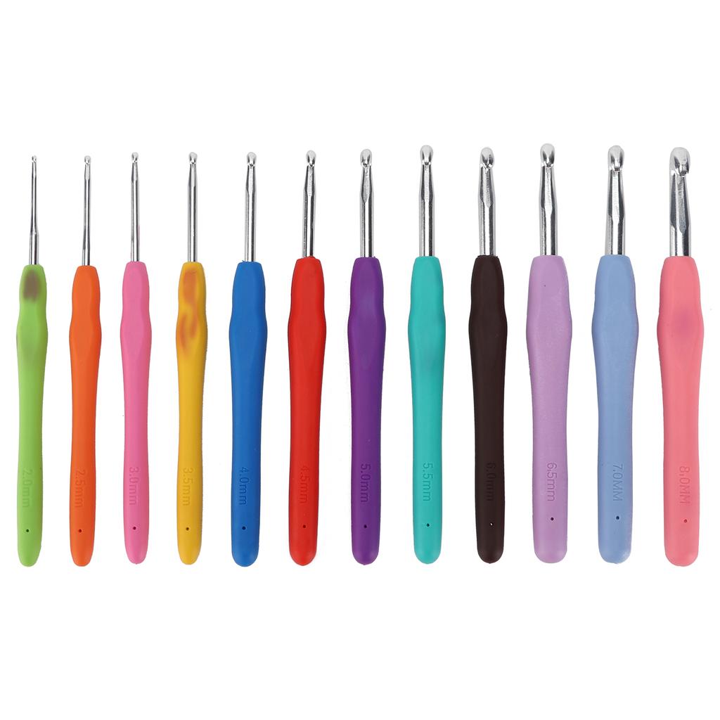 12 шт. Крючки для вязания Спицы Мягкая резиновая ручка Разные размеры Набор спиц для вязания для начинающих Опытных