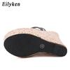 Модные Eilyken Сексуальные Модные Узкие Ремешки Клинья Шлепанцы Женские Сандалии Супер Каблуки Платформа Мюли Женская Обувь