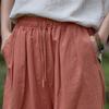 Johnature Женские винтажные тонкие прямые брюки, эластичная талия, однотонные летние брюки, свободные повседневные длинные брюки