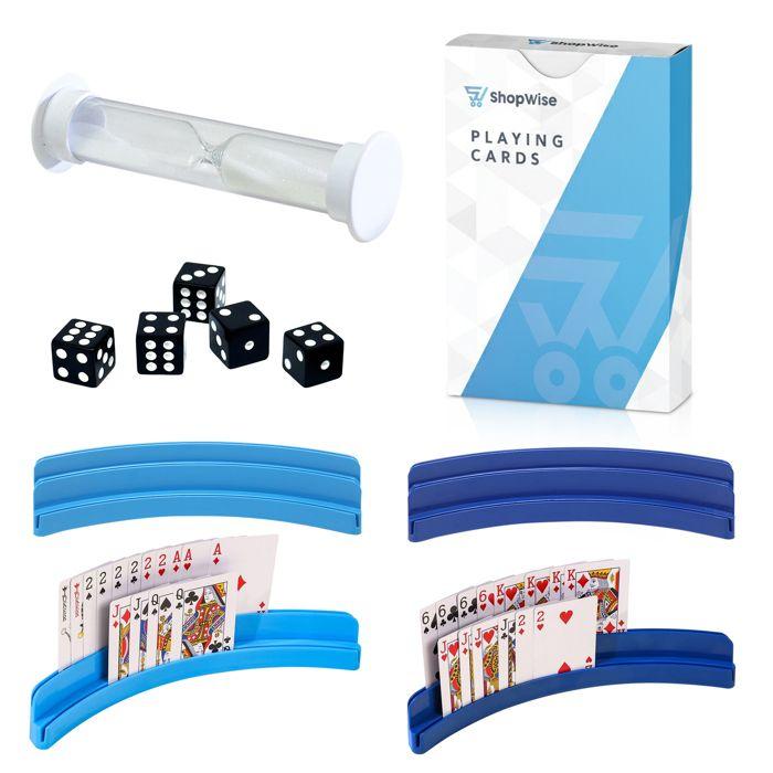 Porte-cartes de jeu avec accessoires - SHOPWISE - ShopWise - Support stable - 5 dés inclus - Portable et durable
