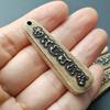 Yak Bone Carved Antique Pendant Necklace - Six-Character Mantra, 5.2cm X 1.5cm
