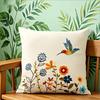 Hummingbird Floral Throw Pillow Cover Vintage Boho Flower Bird Decorative Cushion Case For Sofa Couch Home Decor