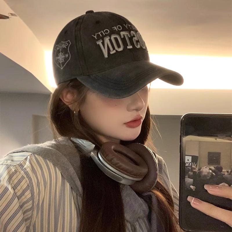 Американская ретро бейсболка женская весна лето вышивка универсальный лицо маленькая широкополая кепка большая окружность головы