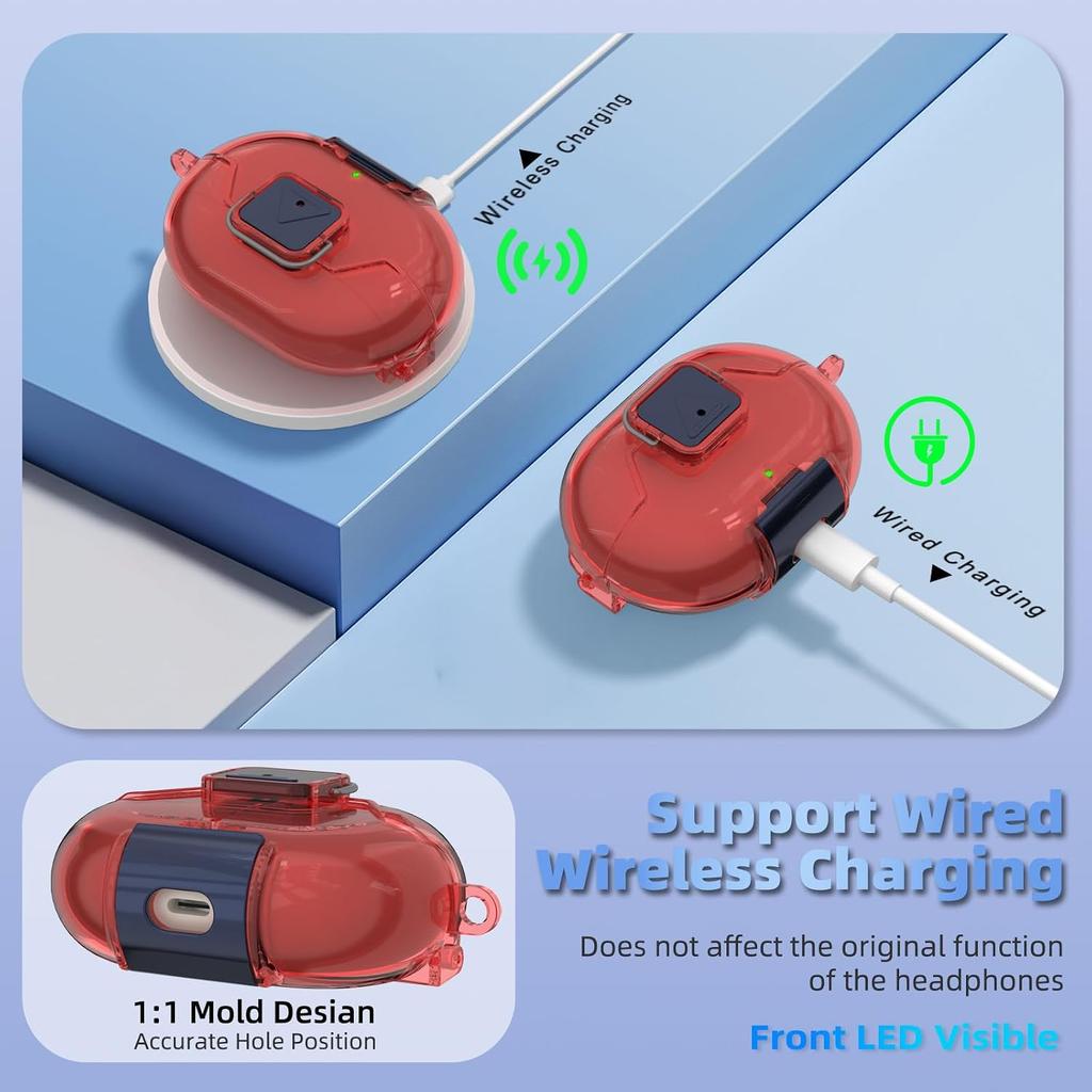 Compatible for Beats Studio Buds Plus Case Cover with Secure Lock & Phone Stand, Shockpoof Protection Clear Case for Beats Studio Buds Buds + Earbuds
