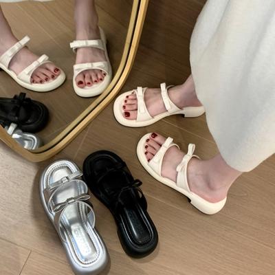 Модные женские тапочки 2024 года, новые летние модные повседневные босоножки на низком каблуке, квадратные каблуки, тапочки, шлепанцы, женские тапочки Zapatos De Mujer