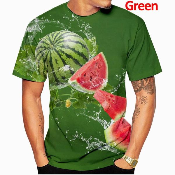 Summer Round Neck Funny Fruit Pattern 3D Print Top Fashionable Casual Short Sleeved Men's T-shirts