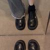 British Style Retro Platform Loafers Women's 2024 New Small Height Increase Fashion One-pedal Loafers