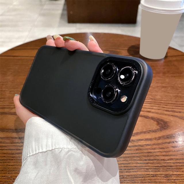 Матовый противоударный чехол-бампер для телефона Iphone 14pro Max 13 12 11 Pro Max 14 Plus, защита объектива камеры, прозрачная задняя крышка