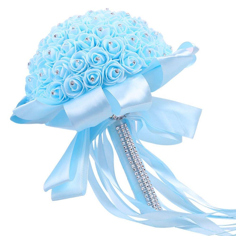 With Handle Engagement Home Decor Foam Roses Rose Bouquet Artificial Flower Bride Holding Flower