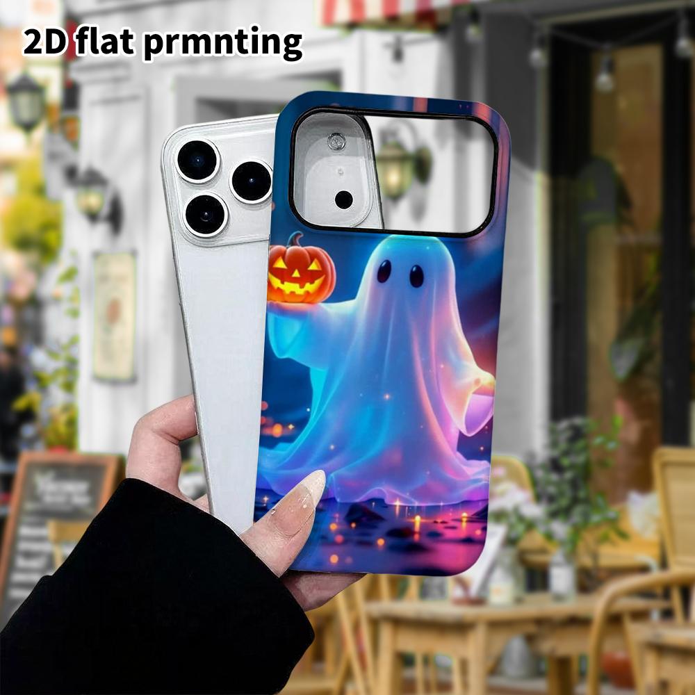 Phone Case: 2D flat design suitable for iPhone 18, 17, 16, 15, 14, 13 Pro film protective case, couple style, pumpkin ghost, Christmas and Halloween g