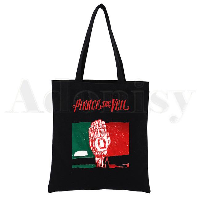 Pierce The Veil Post-hardcore Band для любителей музыки, черные сумки для покупок с принтом на холсте, модная повседневная сумка для девочек, повседневная сумка