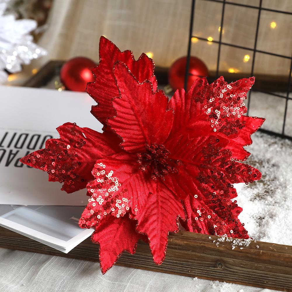 Cross-Border Glitter Flower Mesh Fabric for Christmas Floral Arrangements & Decorations