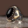 New Punk Turkey Vintage Rings Geometric Oval Black Suitable For Anniversary Party Wedding Men 'S Rings High -End Luxury Jewelry