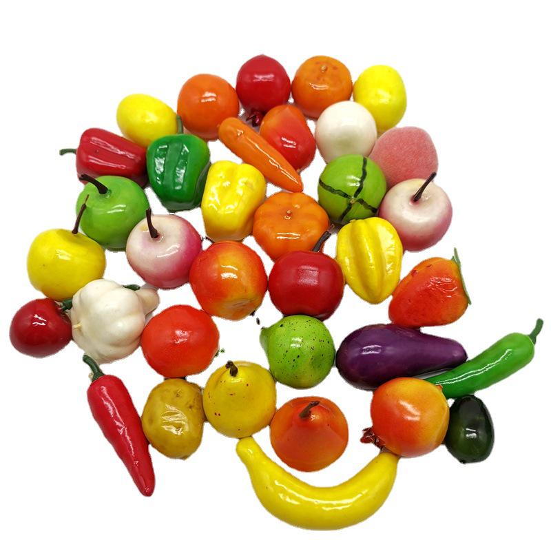 Simulation Foam Mini Fruits & Vegetables Set - 35 pcs for Window Decoration
