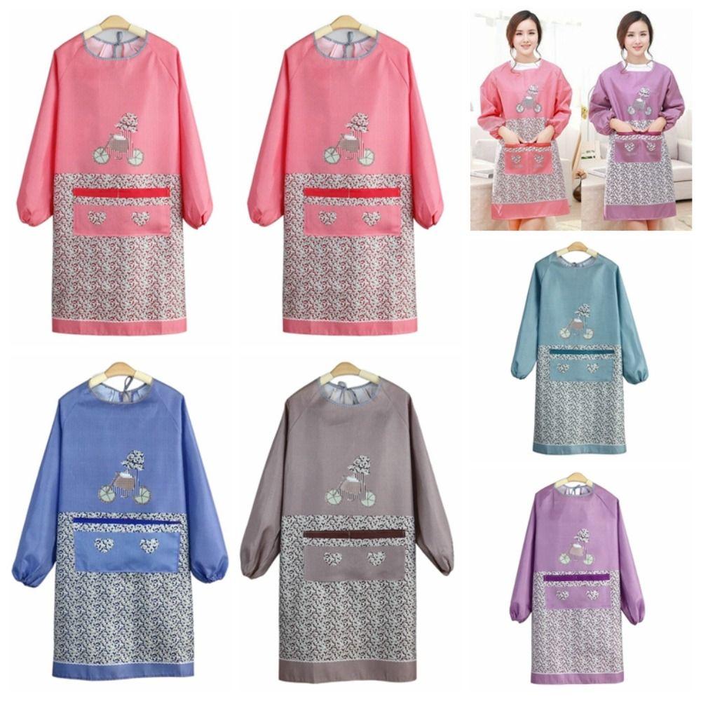 Oil-Proof Long Sleeves Cooking Apron Anti-Dust Cooking Cover Clothing Kitchen Apron Restaurant