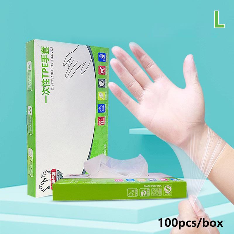 100pcs/box Latex Free Gloves TPE Disposable Gloves Transparent Non-Slip Acid Work Safety Food Grade Household Cleaning Gloves