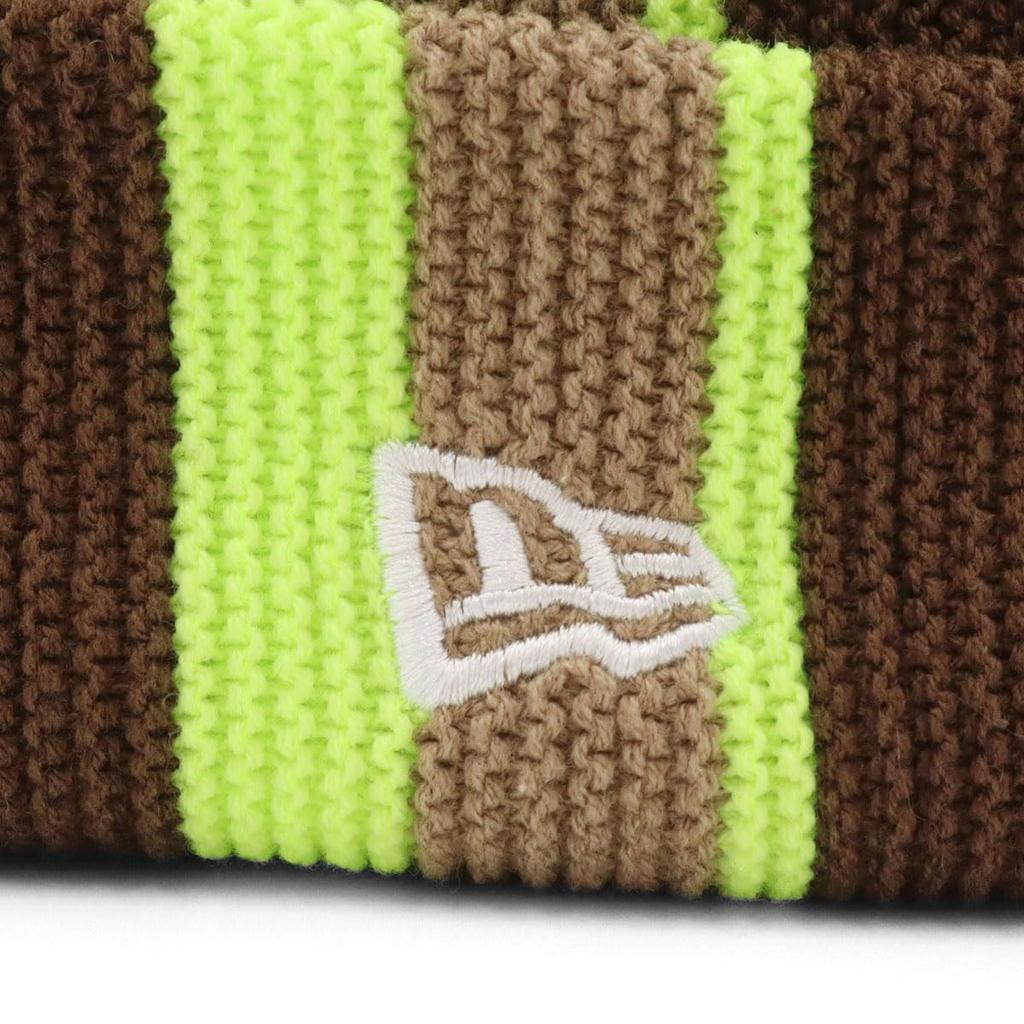 NEW ERA Knit Sweater Cap Stripe Yellow Free Basic Cuff Knit Stripe Wal Bkha Walnut/Neon
