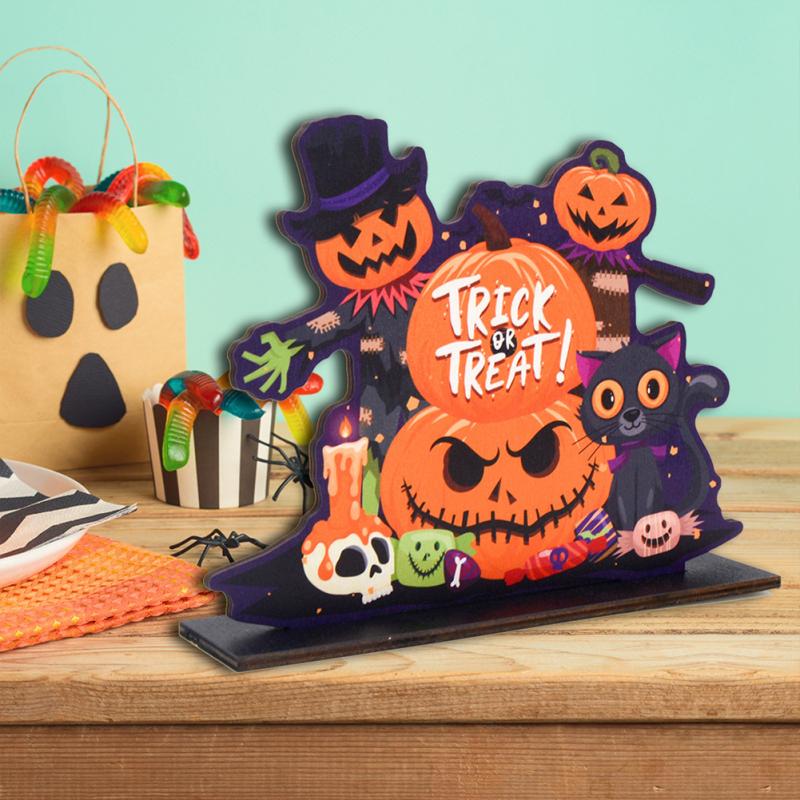 Многоразовые деревянные украшения Тыквенный призрак Подвески «Кошелек или жизнь» для украшения вечеринки на Хэллоуин