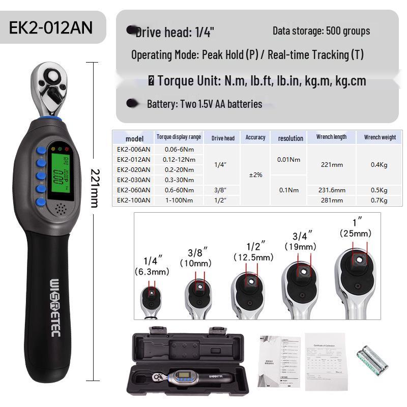 High-Precision Adjustable Digital Torque Wrench with Mini Display for Measuring High Torsion