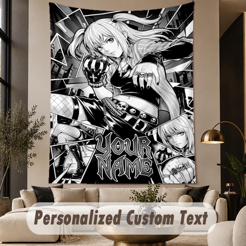 Custom Text Printed Tapestry Death Note Pattern Large Wall Hanging Indoor Room Decor