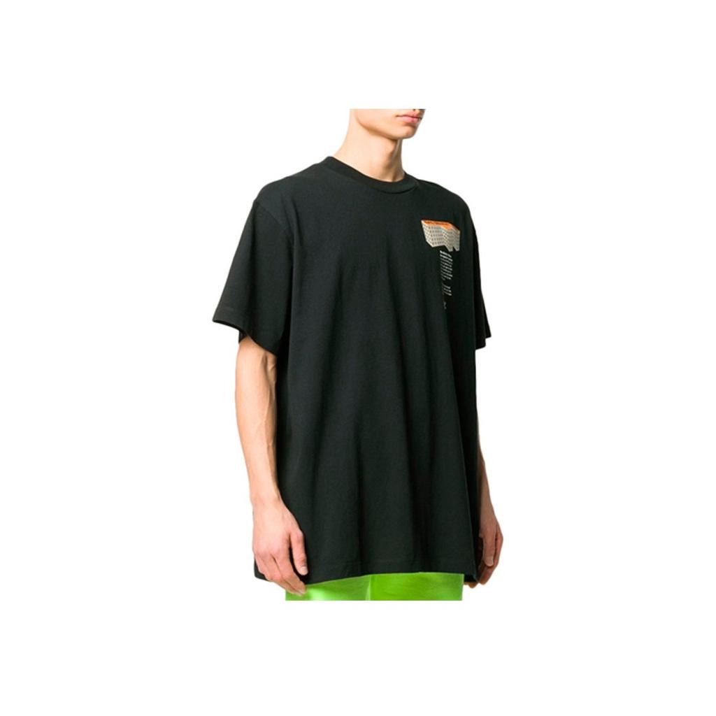 Off-White Футболка с коротким рукавом и логотипом Rationalism, мужские топы, черный OMAA038R201850071088