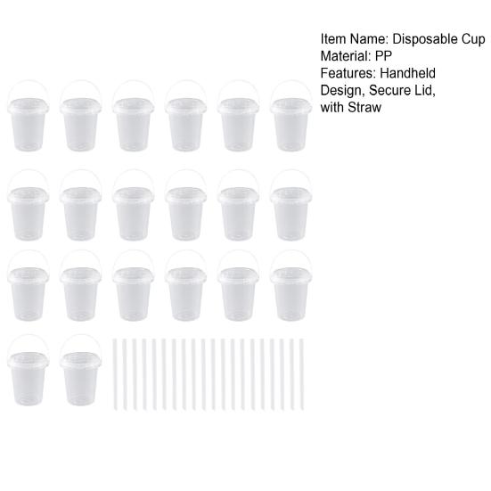 5/10/15/20 шт. Одноразовые стаканы с крышками и соломинками Большие 700 мл Прозрачные пластиковые стаканы для напитков Ручной дизайн Стаканы для напитков