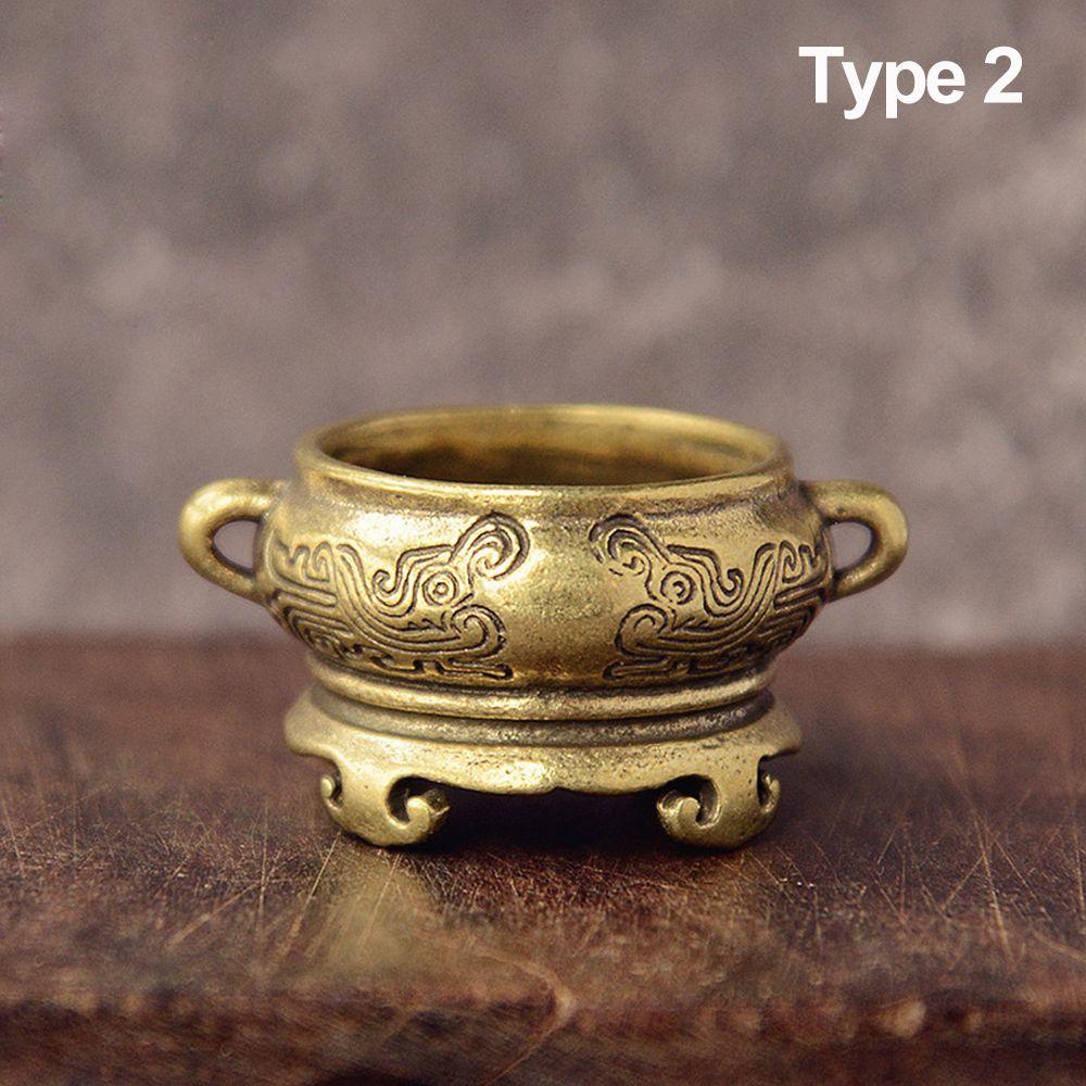 Desktop Ornaments Home Decoration Retro Brass Censer Hollow Lotus Incense Burner Mini Qilin Head