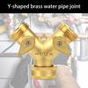 Двухходовой Y-образный разветвитель шланга Герметичный латунный двухходовой соединитель для садового шланга Многозадачный латунный Y-образный разветвитель шланга для сада