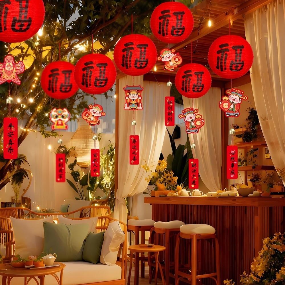 with Wind Chime Lucky Lantern Ornament 20cm DIY Lantern Kits Luminous Lantern Home Decor