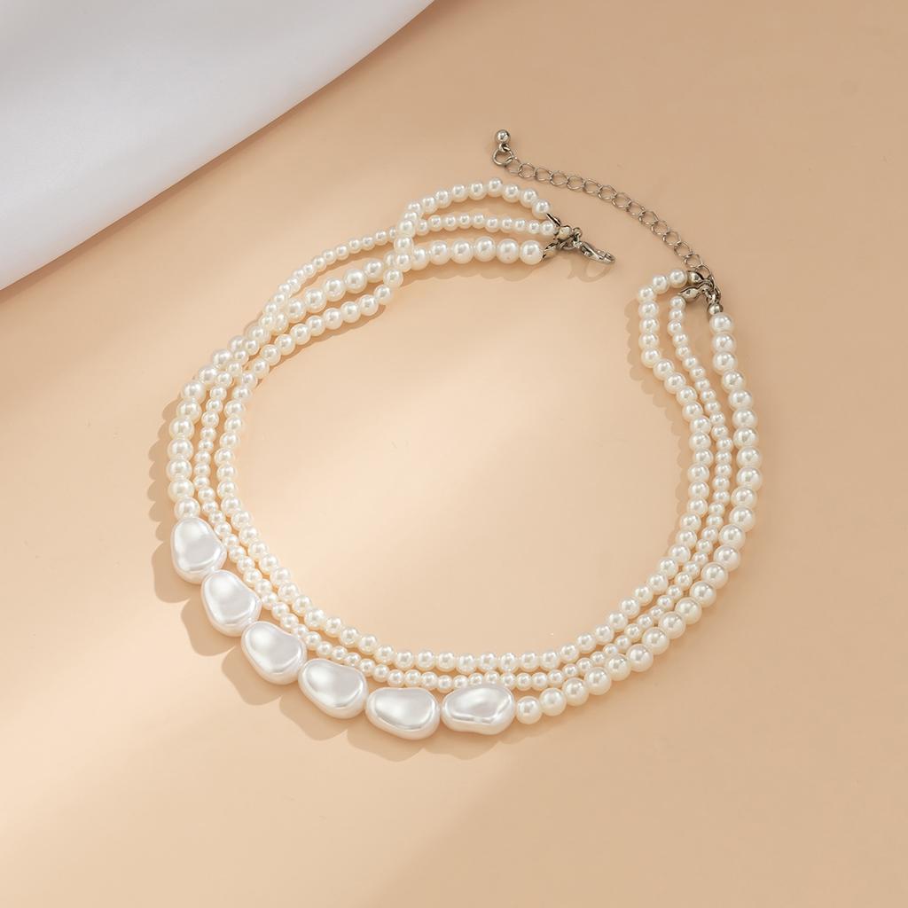Vintage Imitation Pearl Choker Necklace for Woman Multilayer Bead Neck Chain Wedding Jewelry Party Gift