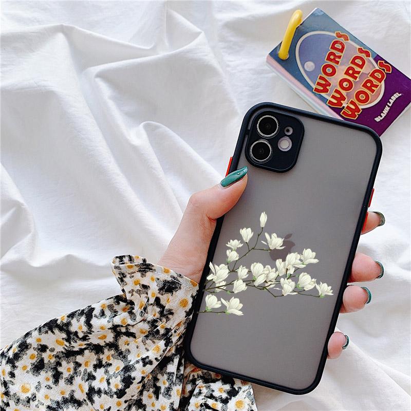 Чехол для телефона с рисунком «Цветок тушью» Для iPhone 7 8 Plus SE2 16 11 12 13 14 15 Pro Max Mini Чехол-бампер для iPhone X Xs XR