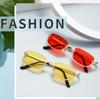 1PC Metal Half Frame Sun Glasses Small Square Women's Sunglasses Vintage Shades Trendy Narrow Hip Hop Eyewear