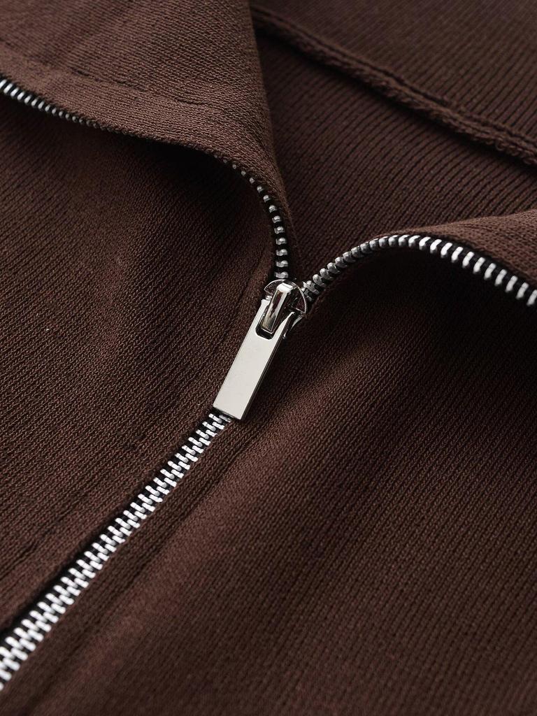 Весна 2025 Женский европейский и американский стиль С длинным рукавом Стойка воротника Вязаный свитшот с длинными брюками