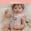 19inch Silicone Reborn Baby Doll With Striped Headband And Rabbit Print Clothing Decorationfor Collectors And Gift Givers